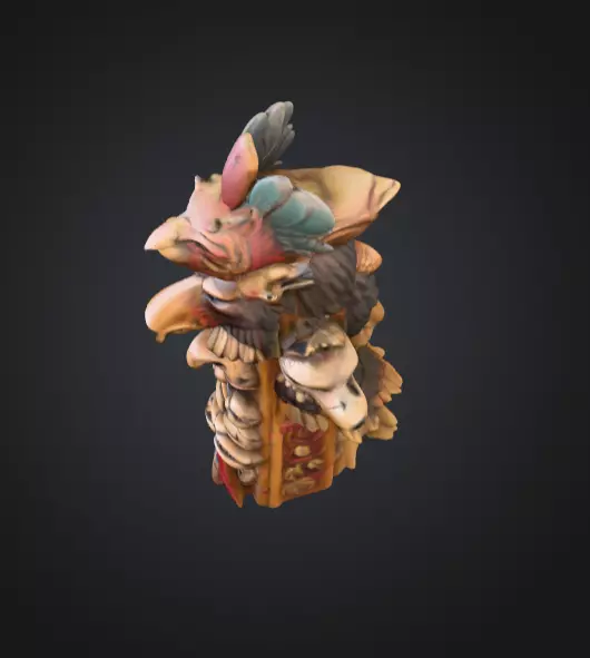 Vertical Native American medicine totem with Animal Low-poly 3D model_6