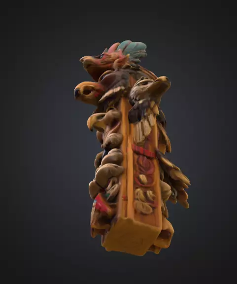 Vertical Native American medicine totem with Animal Low-poly 3D model_11