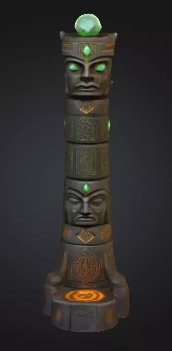 Emerald Totem Low-poly 3D model_1