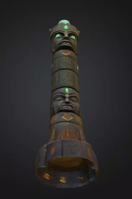 Emerald Totem Low-poly 3D model_7