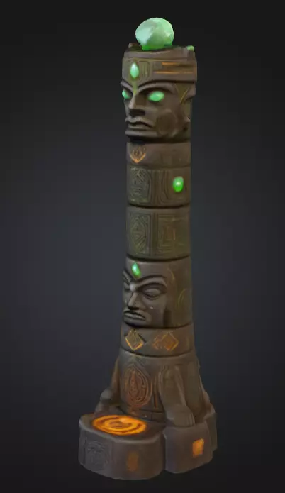 Emerald Totem Low-poly 3D model_0