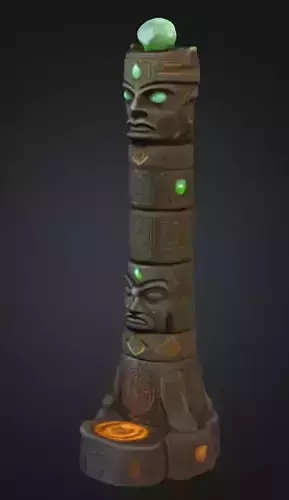 Emerald Totem Low-poly 3D model