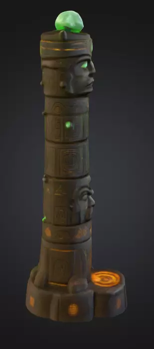 Emerald Totem Low-poly 3D model_3