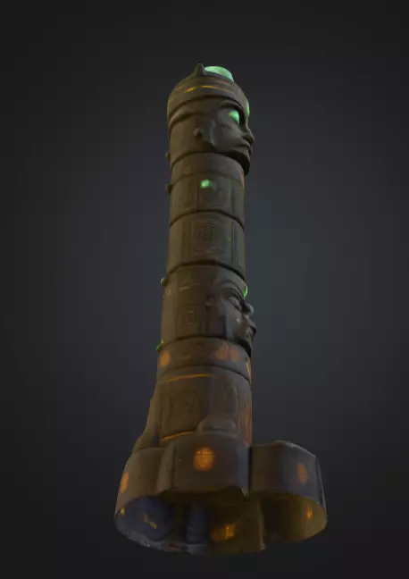 Emerald Totem Low-poly 3D model_8