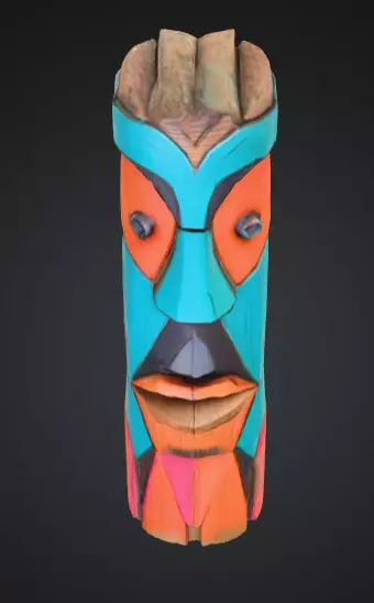 Vibrant Carved Festival Totem Low-poly 3D model_5