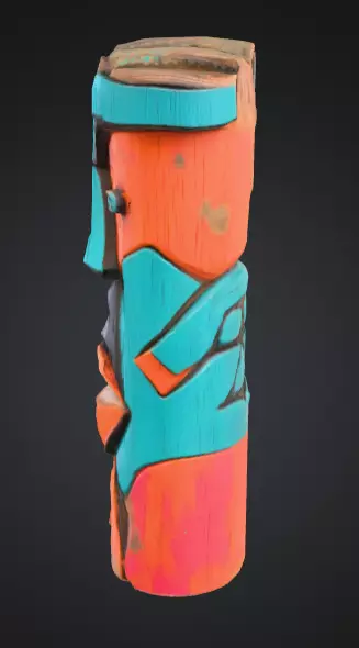 Vibrant Carved Festival Totem Low-poly 3D model_4