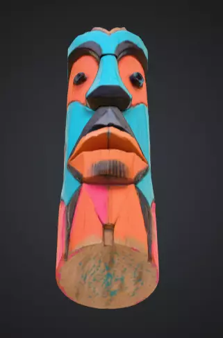 Vibrant Carved Festival Totem Low-poly 3D model_8