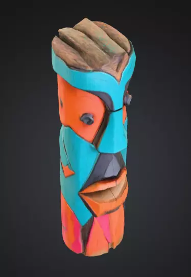 Vibrant Carved Festival Totem Low-poly 3D model_6