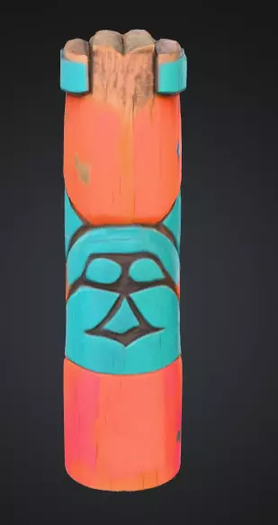 Vibrant Carved Festival Totem Low-poly 3D model_3