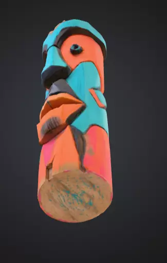 Vibrant Carved Festival Totem Low-poly 3D model_10