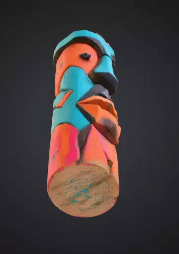 Vibrant Carved Festival Totem Low-poly 3D model_9