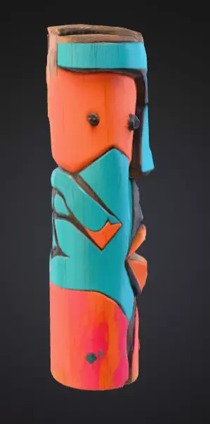 Vibrant Carved Festival Totem Low-poly 3D model_2