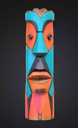 Vibrant Carved Festival Totem Low-poly 3D model