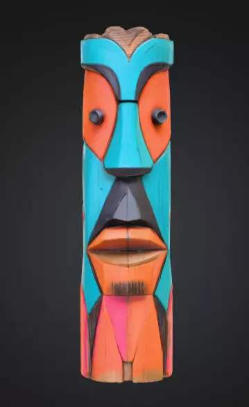 Vibrant Carved Festival Totem Low-poly 3D model_0