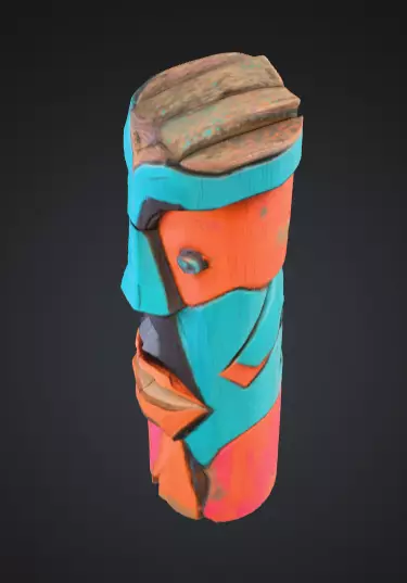 Vibrant Carved Festival Totem Low-poly 3D model_7