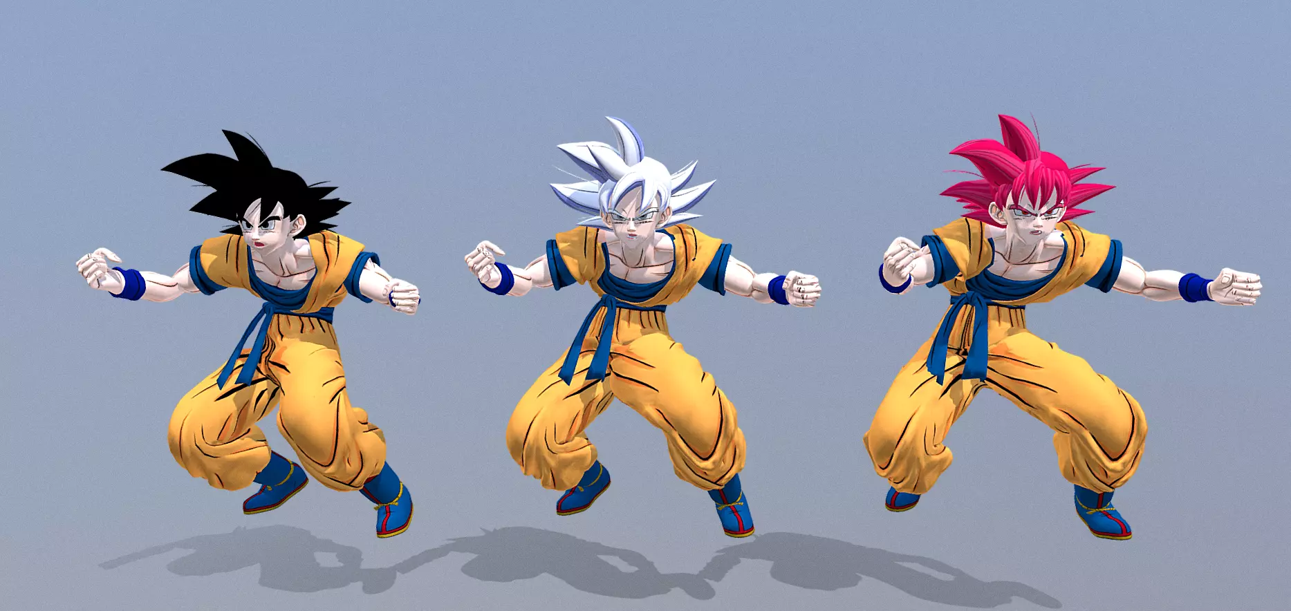 San Goku black white red sayan Animated FBX 3D model_1