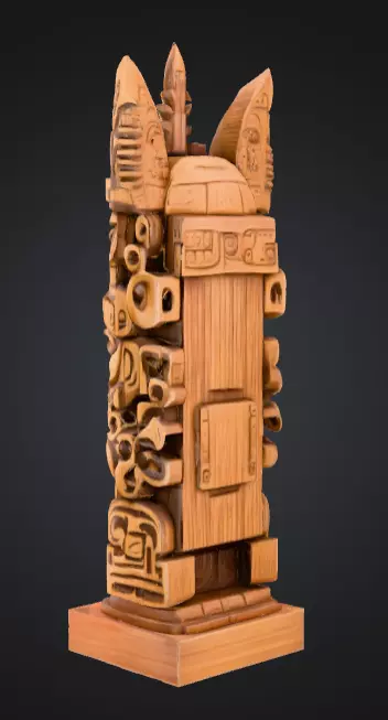 Mystical Faces Totem Low-poly 3D model_6