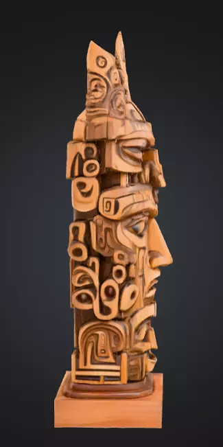 Mystical Faces Totem Low-poly 3D model_3