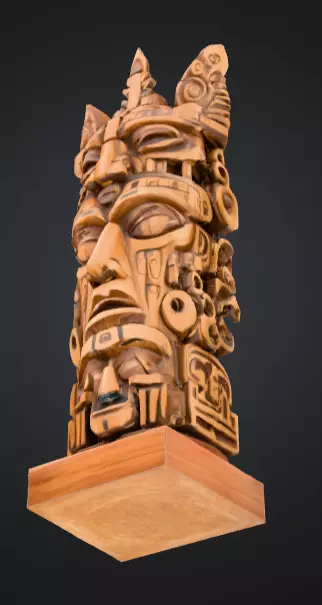 Mystical Faces Totem Low-poly 3D model_9