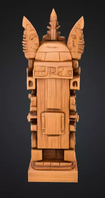 Mystical Faces Totem Low-poly 3D model_5