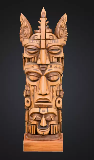 Mystical Faces Totem Low-poly 3D model_1