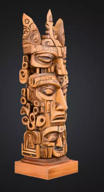 Mystical Faces Totem Low-poly 3D model_2