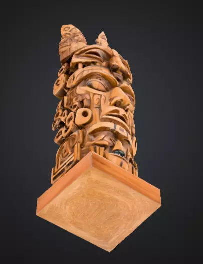 Mystical Faces Totem Low-poly 3D model_11