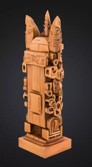 Mystical Faces Totem Low-poly 3D model_4