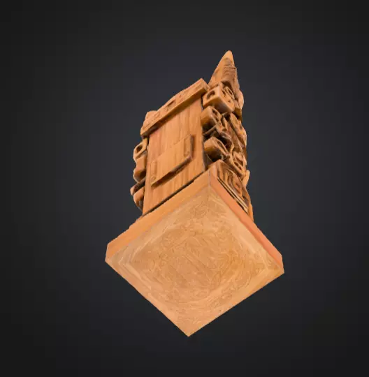 Mystical Faces Totem Low-poly 3D model_12
