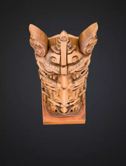 Mystical Faces Totem Low-poly 3D model_7