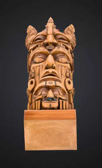 Mystical Faces Totem Low-poly 3D model_10