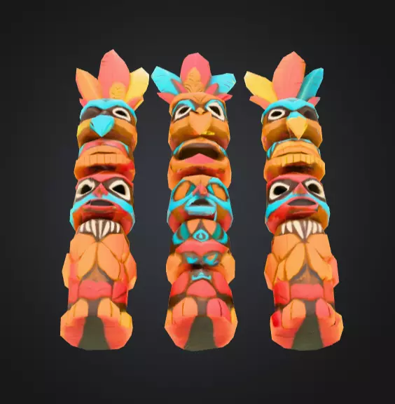 Colorful Festival Totem Low-poly 3D model_9