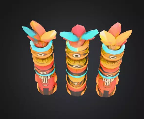 Colorful Festival Totem Low-poly 3D model_12