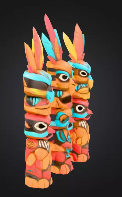 Colorful Festival Totem Low-poly 3D model_2