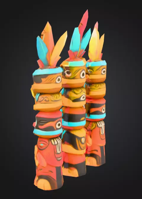 Colorful Festival Totem Low-poly 3D model_6