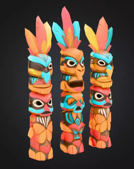 Colorful Festival Totem Low-poly 3D model_1