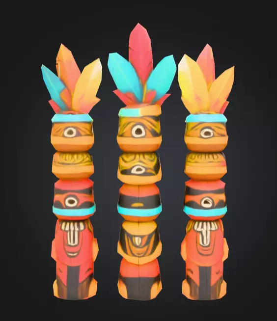 Colorful Festival Totem Low-poly 3D model_5