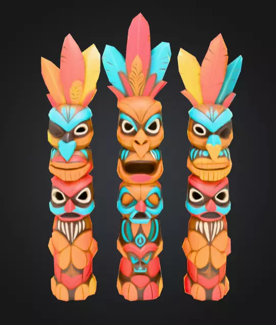 Colorful Festival Totem Low-poly 3D model_0