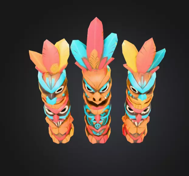 Colorful Festival Totem Low-poly 3D model_13