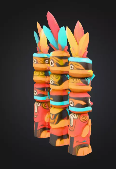 Colorful Festival Totem Low-poly 3D model_4