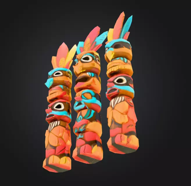 Colorful Festival Totem Low-poly 3D model_8