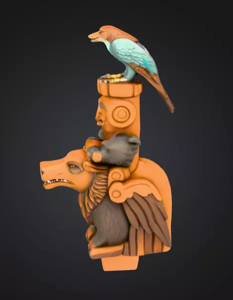 Totem Wilka Ptaka Low-poly 3D model_3