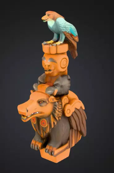 Totem Wilka Ptaka Low-poly 3D model_2