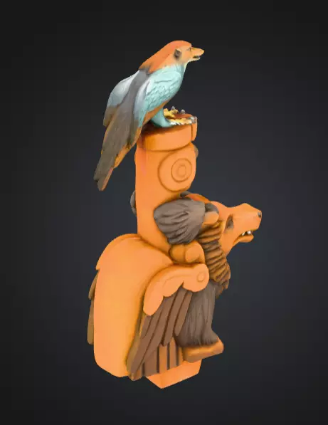 Totem Wilka Ptaka Low-poly 3D model_6