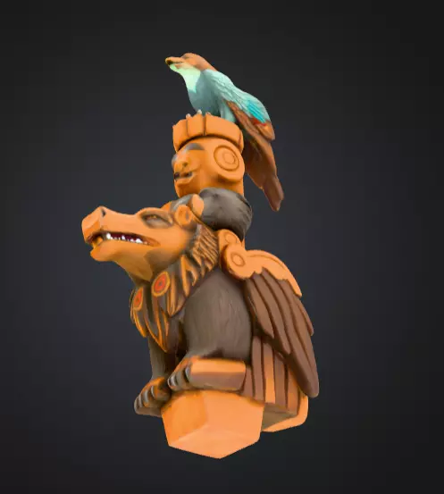 Totem Wilka Ptaka Low-poly 3D model_12