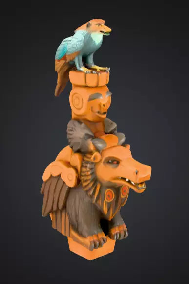 Totem Wilka Ptaka Low-poly 3D model_0