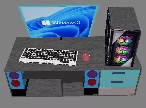 A lowpoly Gaming pc Low-poly 3D model