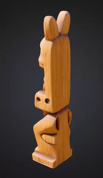 wooden totem pole statue Low-poly 3D model_6
