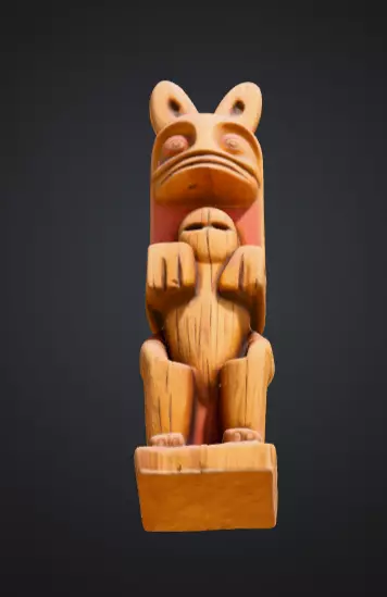 wooden totem pole statue Low-poly 3D model_10