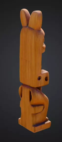 wooden totem pole statue Low-poly 3D model_4